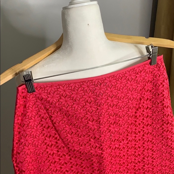 Ann Taylor Hot Pink Flower Eyelet Skirt 8 - Picture 2 of 6